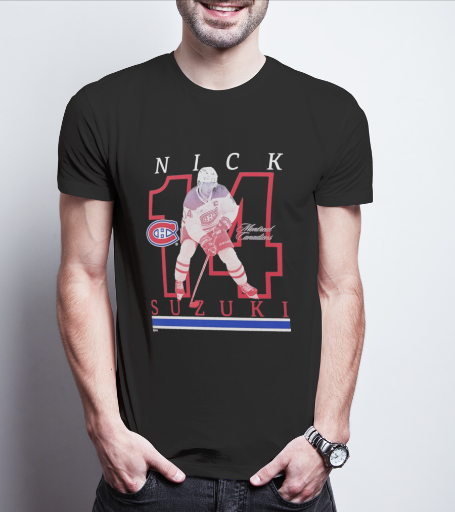 Nick Suzuki 14 Montreal Canadiens Captain Hockey T-Shirt