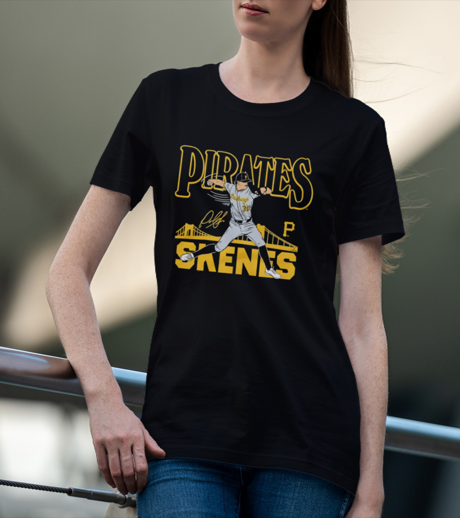 Pittsburgh Pirates Paul Skenes 30 Pitching Bridge T-Shirt