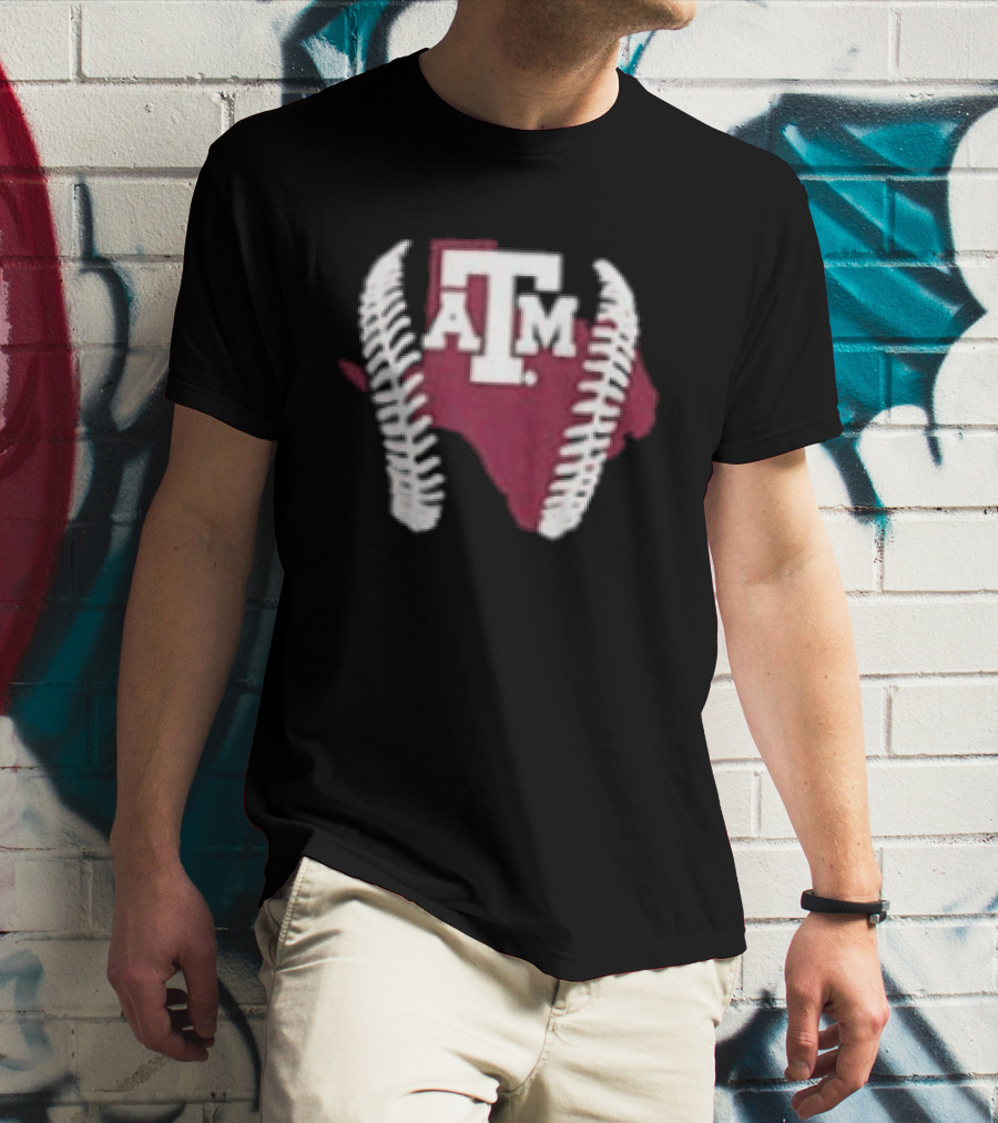 Texas A&M Aggies 2026 Baseball Icon With State Silhouette And Stitching T-Shirt