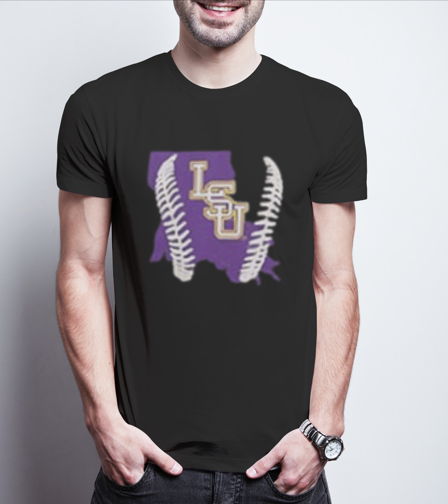 LSU Tigers 2026 Purple Baseball LSU Shape T-Shirt