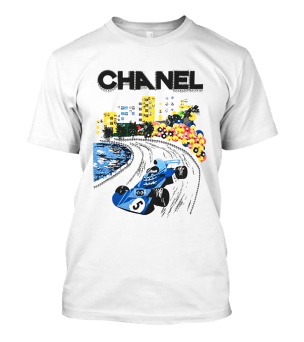 CHANEL F1 Formula Racing Car Retro Cityscape T-Shirt