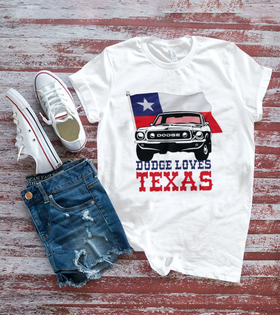 Dodge Loves Texas State Flag Mustang T-Shirt