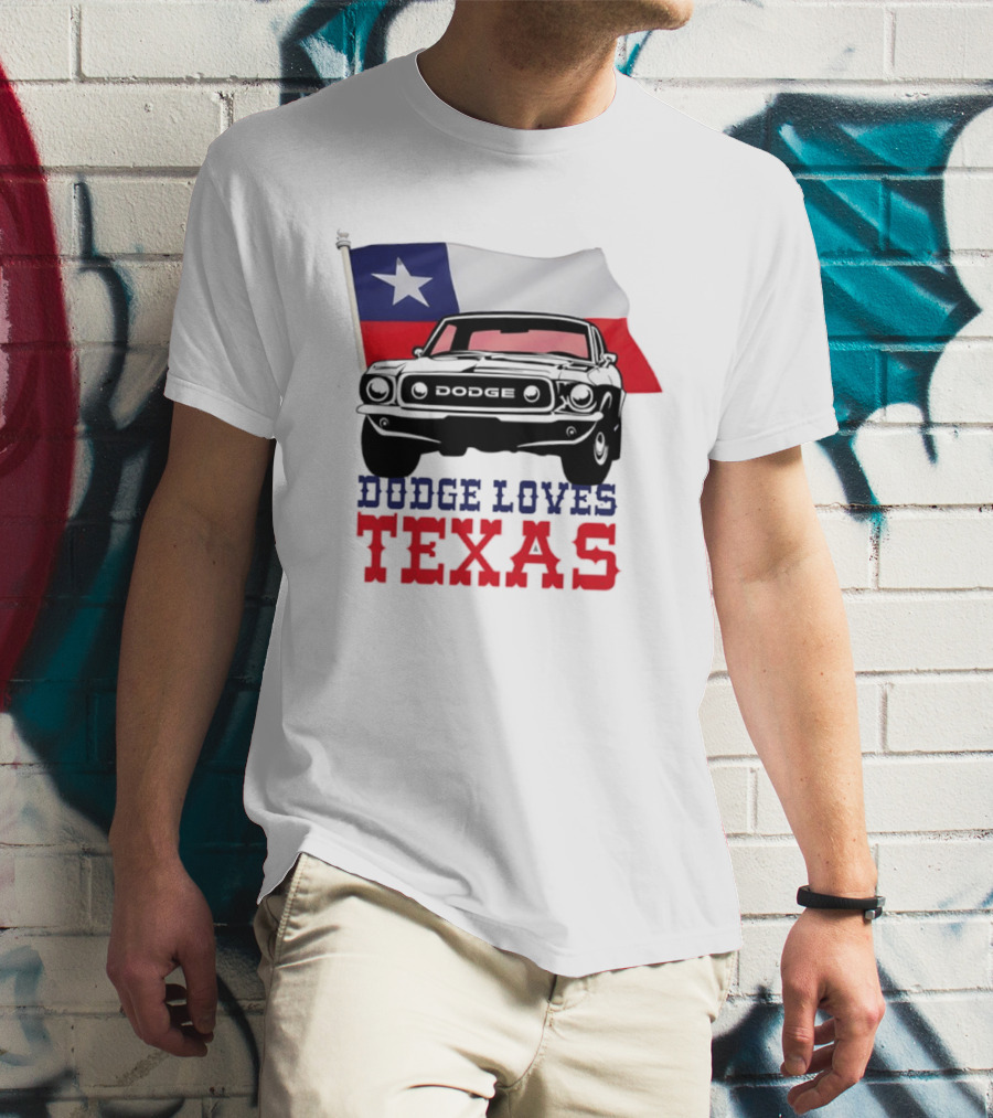 Dodge Loves Texas State Flag Mustang T-Shirt