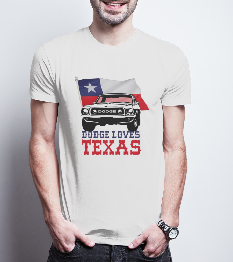 Dodge Loves Texas State Flag Mustang T-Shirt