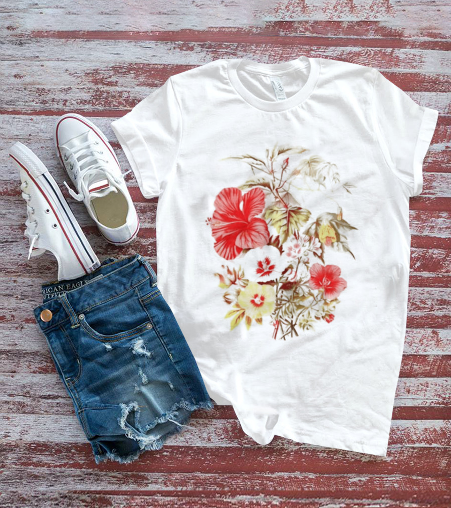 Hibiscus Mallow Cotton Floral Blossoms T-Shirt