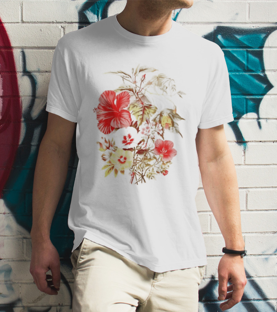 Hibiscus Mallow Cotton Floral Blossoms T-Shirt