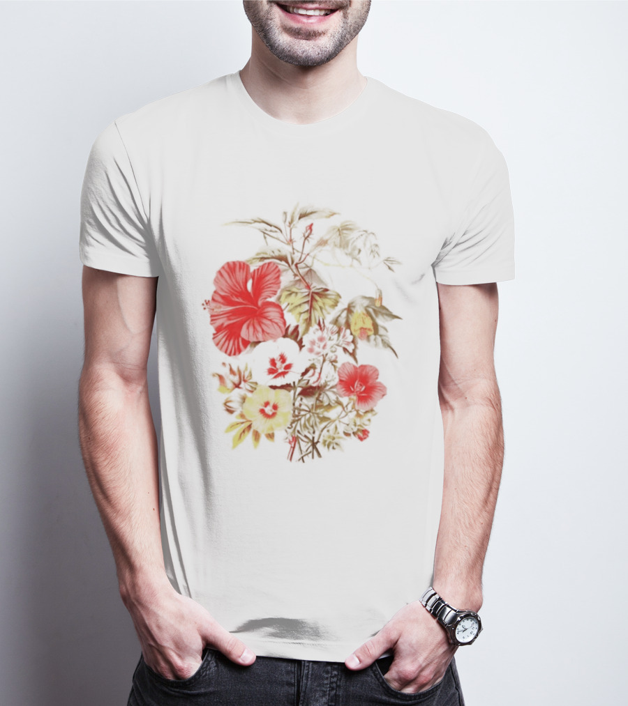 Hibiscus Mallow Cotton Floral Blossoms T-Shirt