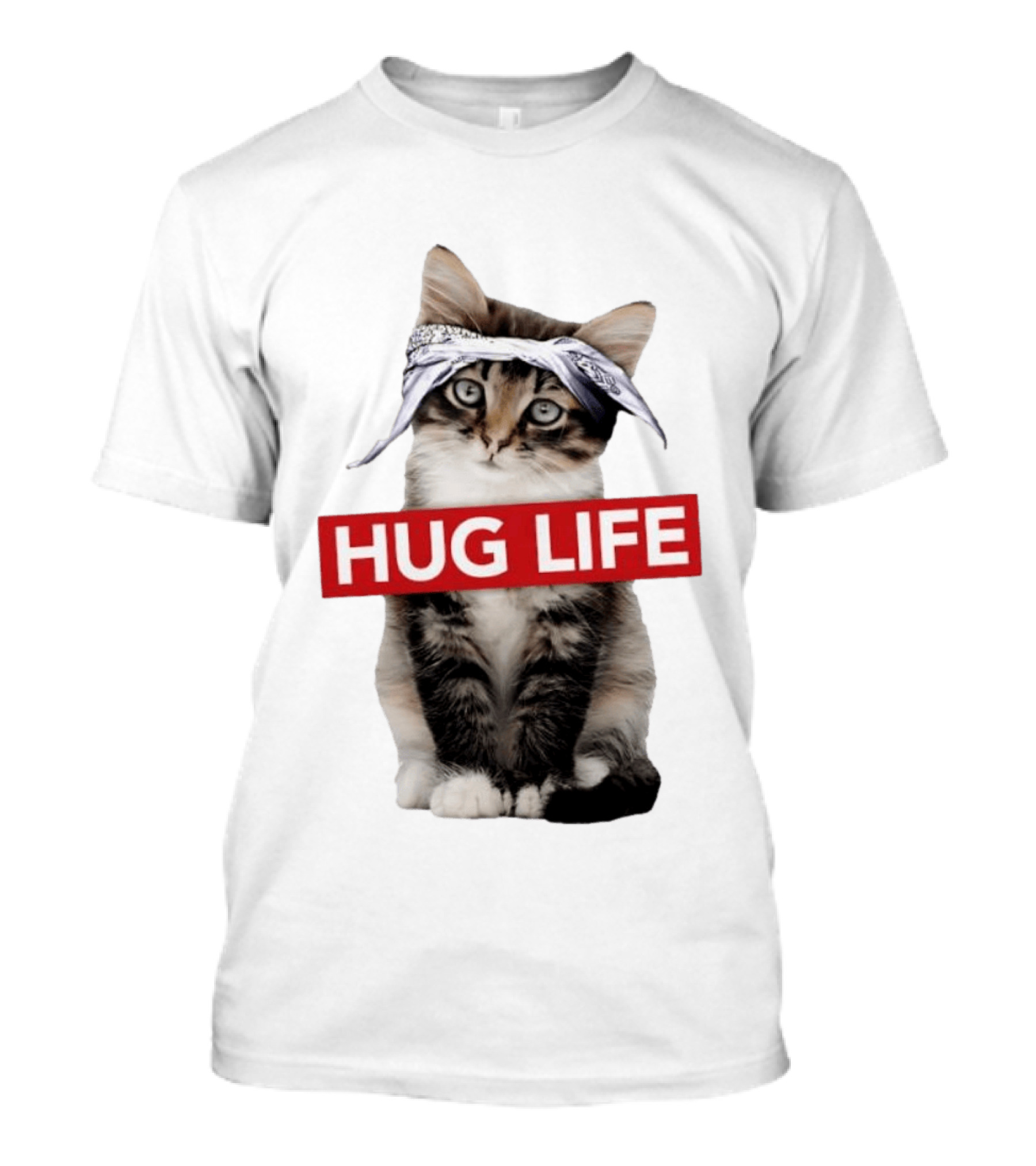 Hug Life Kitten Bandana Retro Funny Cat T-Shirt