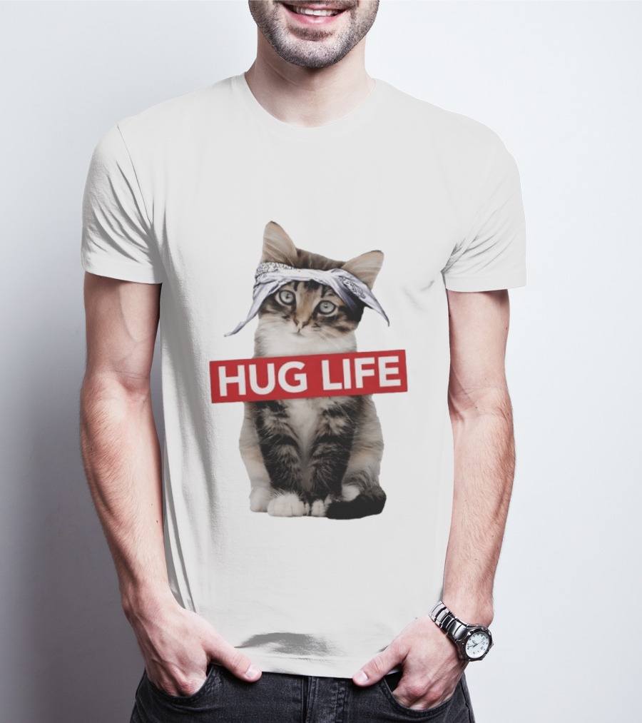 Hug Life Kitten Bandana Retro Funny Cat T-Shirt