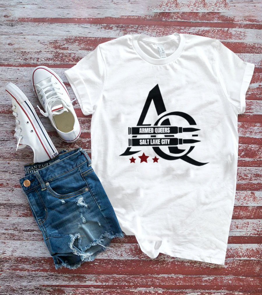 Armed Queers Salt Lake City AQ Bullet Logo Three Stars T-Shirt