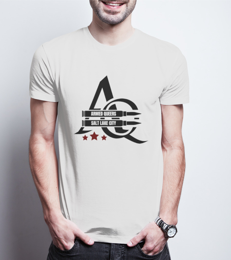 Armed Queers Salt Lake City AQ Bullet Logo Three Stars T-Shirt