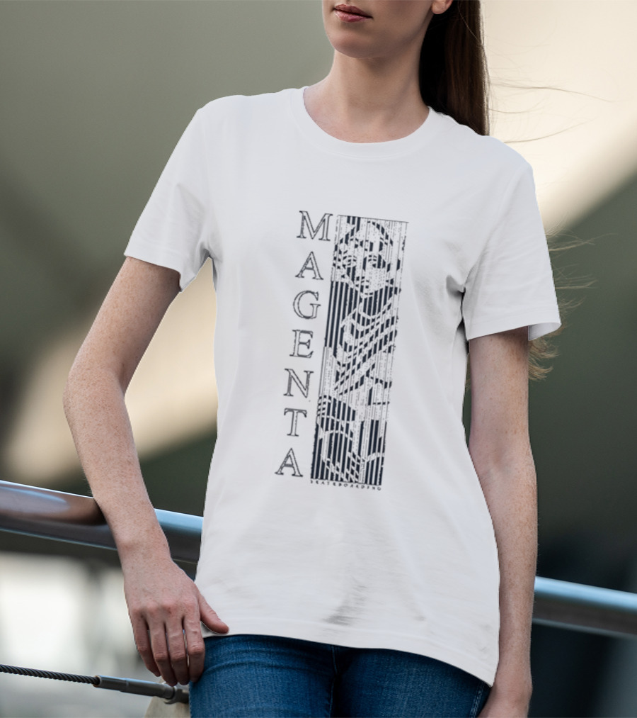 Magenta Skateboards Vertical Logo Stripe Tati T-Shirt