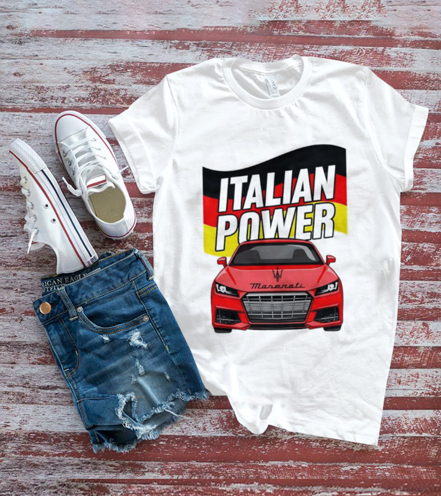 Maserati Italian Power German Flag Car T-Shirt