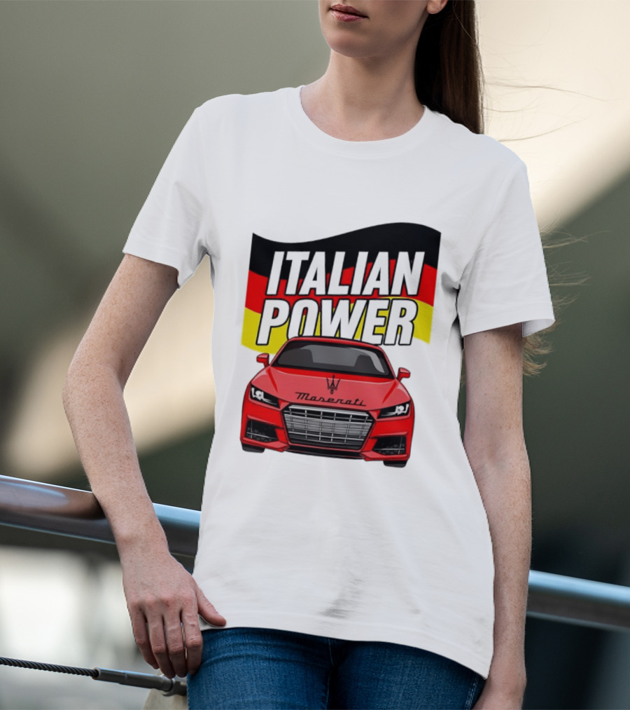 Maserati Italian Power German Flag Car T-Shirt
