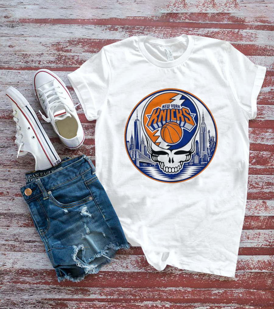New York Knicks Grateful Dead Skyline Basketball T-Shirt