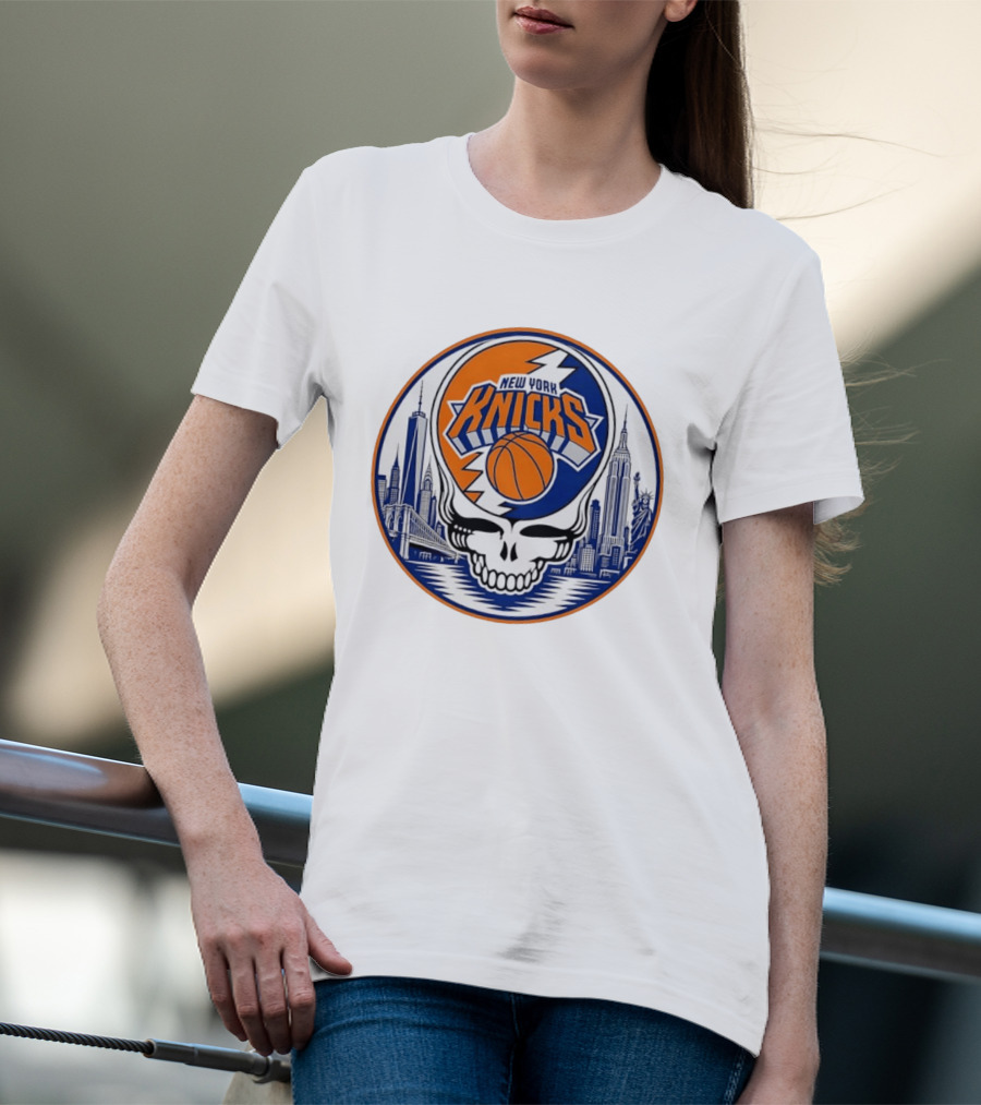 New York Knicks Grateful Dead Skyline Basketball T-Shirt