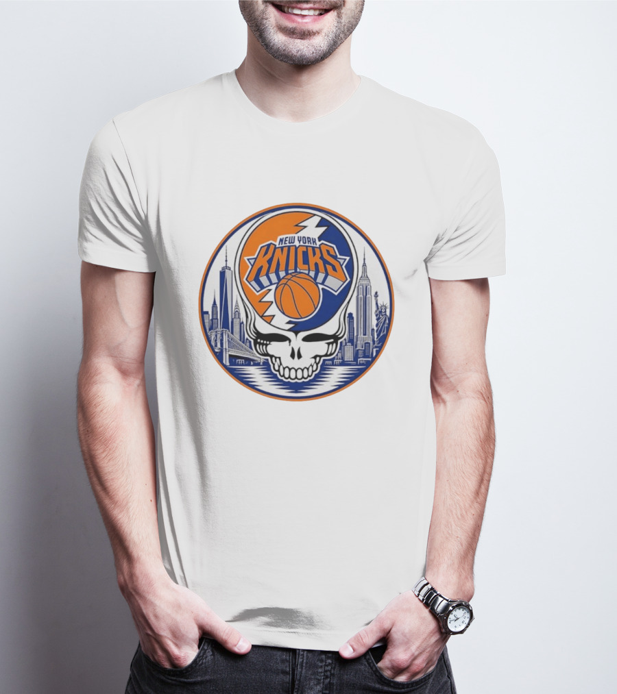 New York Knicks Grateful Dead Skyline Basketball T-Shirt