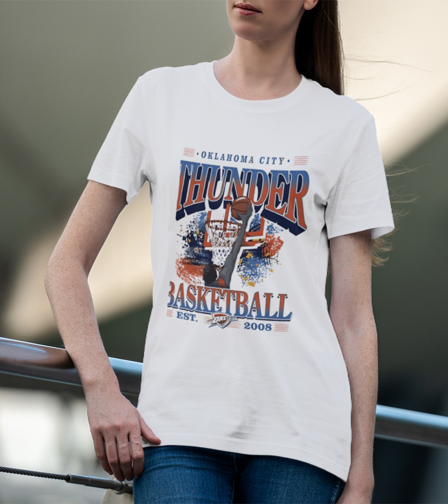 Oklahoma City Thunder Basketball Est 2008 OKC Slam Dunk Hoop T-Shirt