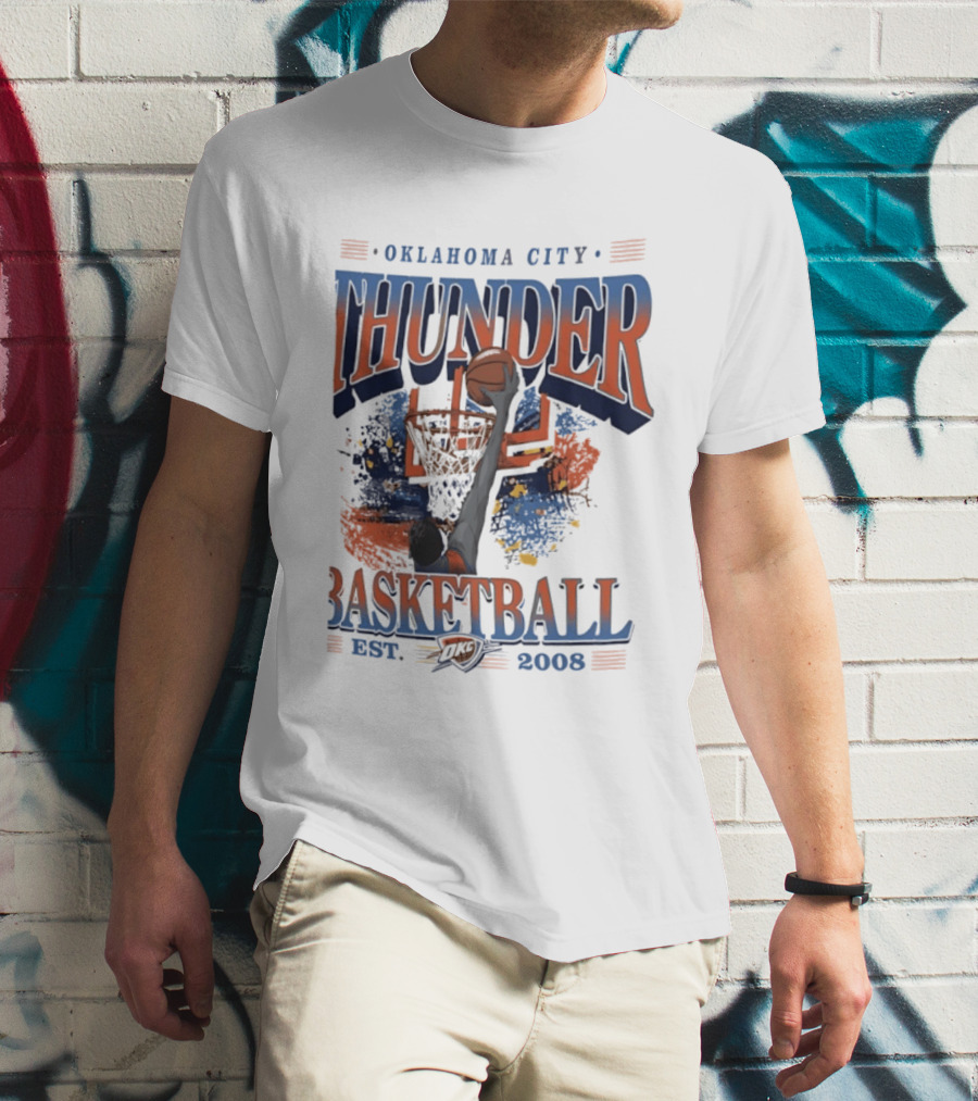 Oklahoma City Thunder Basketball Est 2008 OKC Slam Dunk Hoop T-Shirt