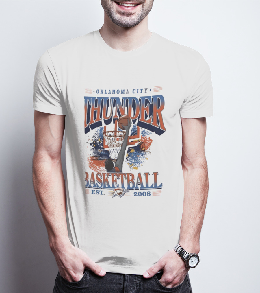 Oklahoma City Thunder Basketball Est 2008 OKC Slam Dunk Hoop T-Shirt