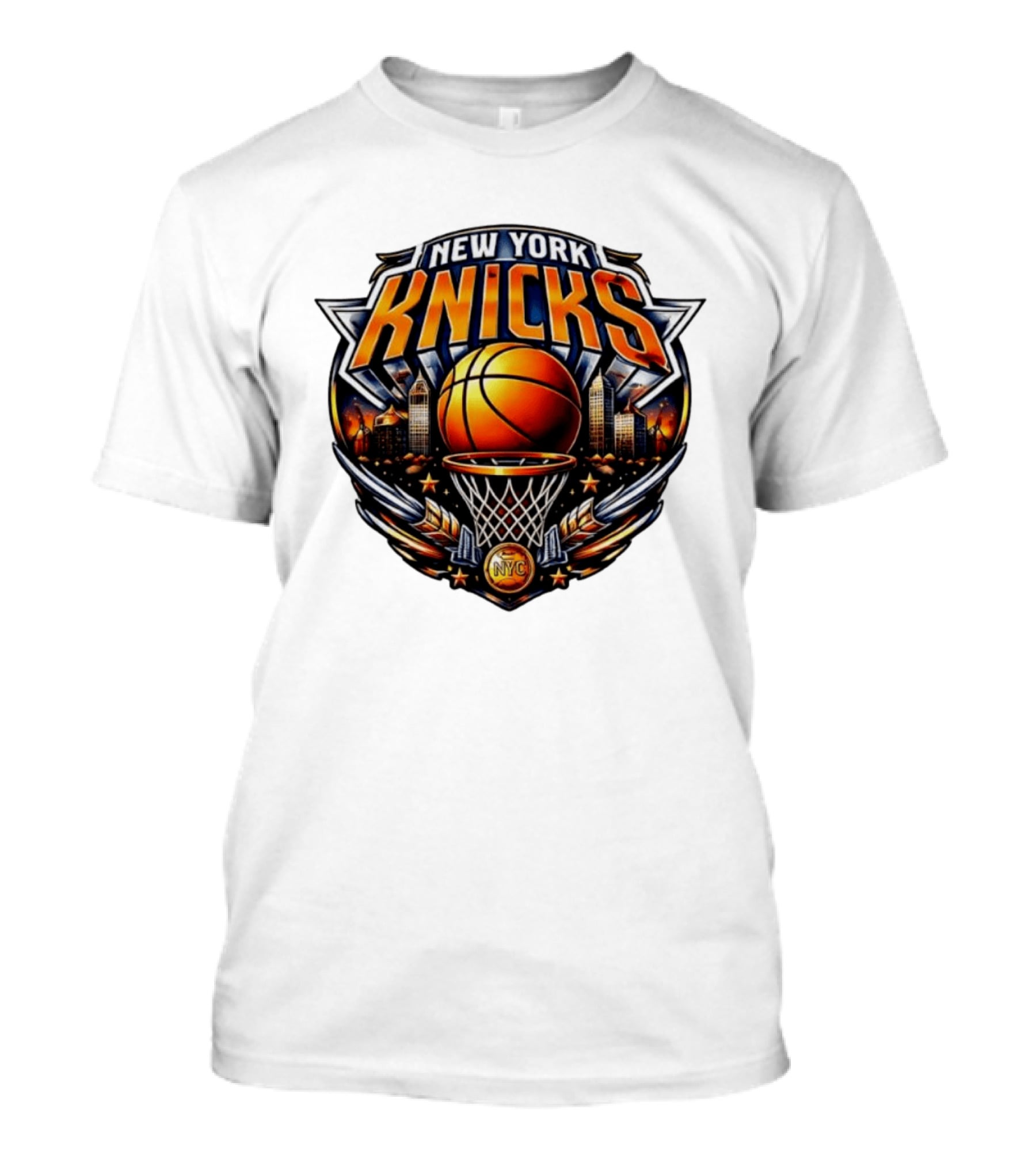 New York Knicks Basketball NYC Skyline Hoops T-Shirt