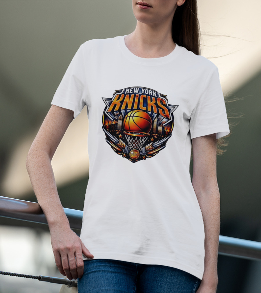 New York Knicks Basketball NYC Skyline Hoops T-Shirt