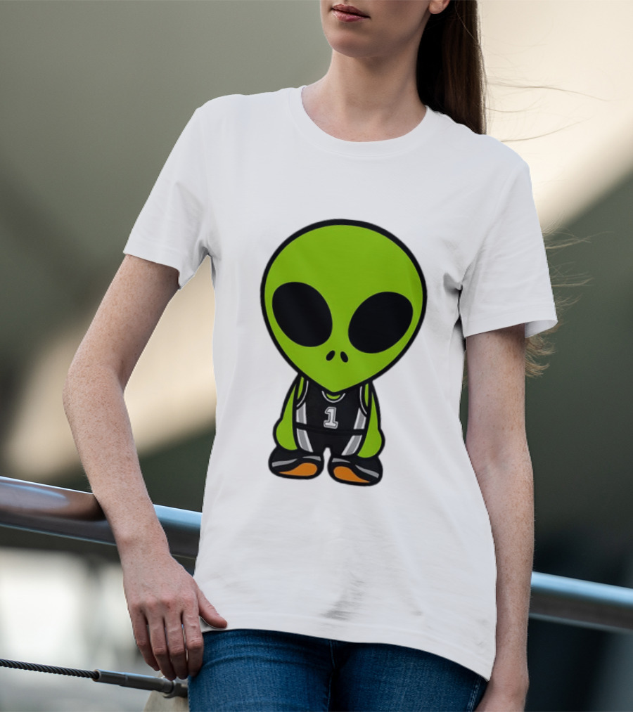 Alien Victor Wembanyama Cartoon Basketball Number 1 T-Shirt