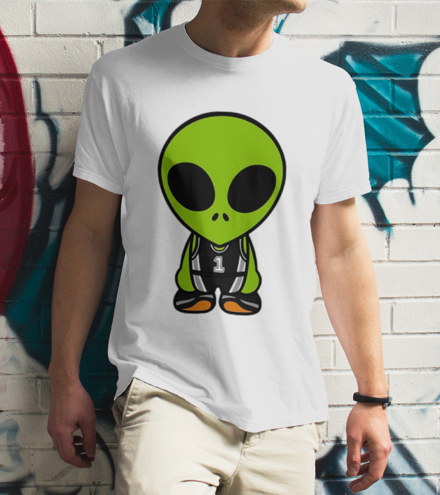 Alien Victor Wembanyama Cartoon Basketball Number 1 T-Shirt