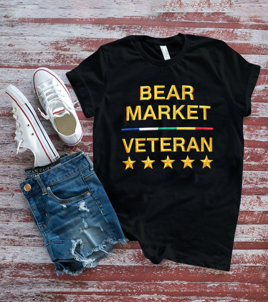 Bear Market Veteran Embroidered Text And Stars T-Shirt