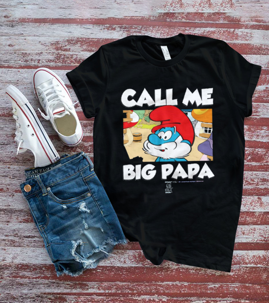 Call Me Big Papa Smurf Iconic Cartoon Character Scene T-Shirt
