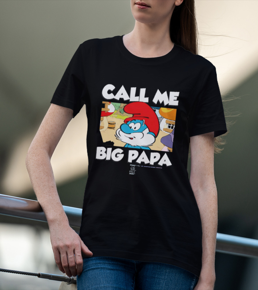 Call Me Big Papa Smurf Iconic Cartoon Character Scene T-Shirt