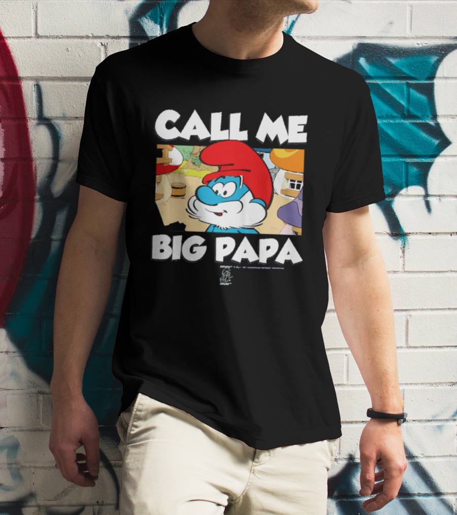 Call Me Big Papa Smurf Iconic Cartoon Character Scene T-Shirt