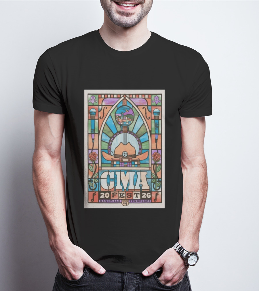 CMA Fest 2026 Nashville Tennessee Stained Glass T-Shirt