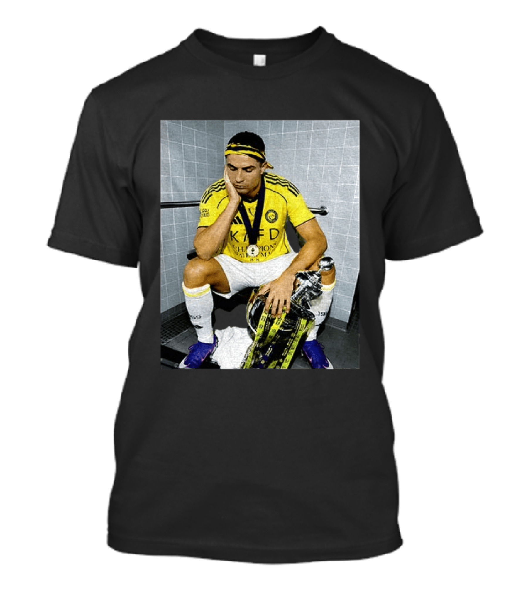 Cristiano Ronaldo Al Nassr FC Saudi Pro League Champion KAFD Yellow Jersey T-Shirt