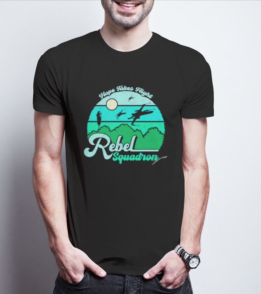 Rebel Squadron Hope Takes Flight Sunset Landscape T-Shirt