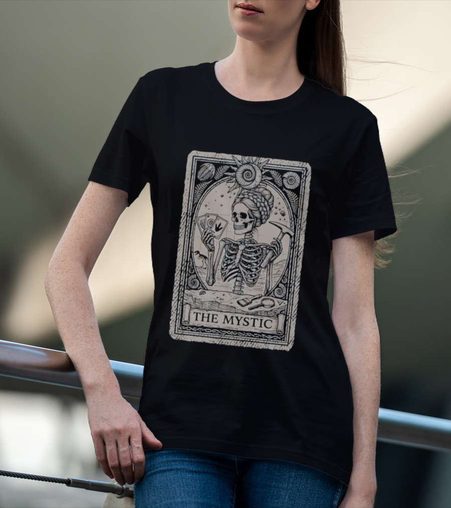 The Mystic Skeleton Tarot Card Fossil Digging Paleontology T-Shirt