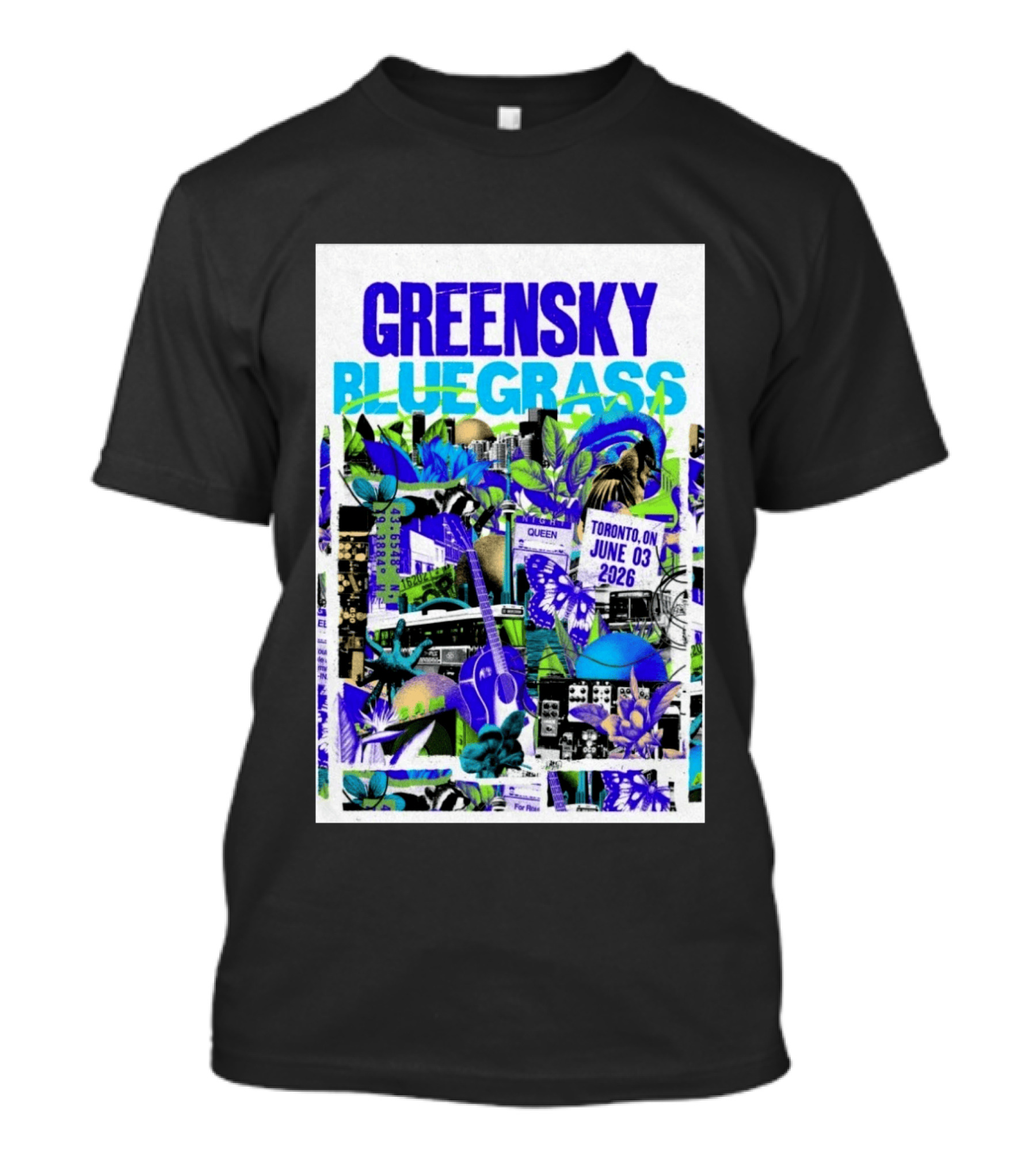 Greensky Bluegrass Toronto ON June 03 2026 Guitar Butterfly Cityscape T-Shirt
