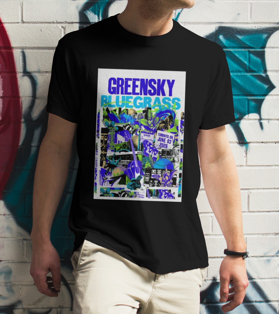 Greensky Bluegrass Toronto ON June 03 2026 Guitar Butterfly Cityscape T-Shirt