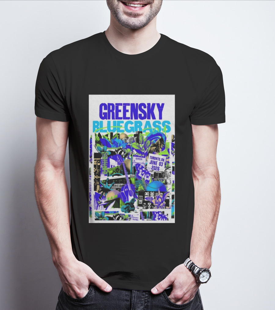 Greensky Bluegrass Toronto ON June 03 2026 Guitar Butterfly Cityscape T-Shirt