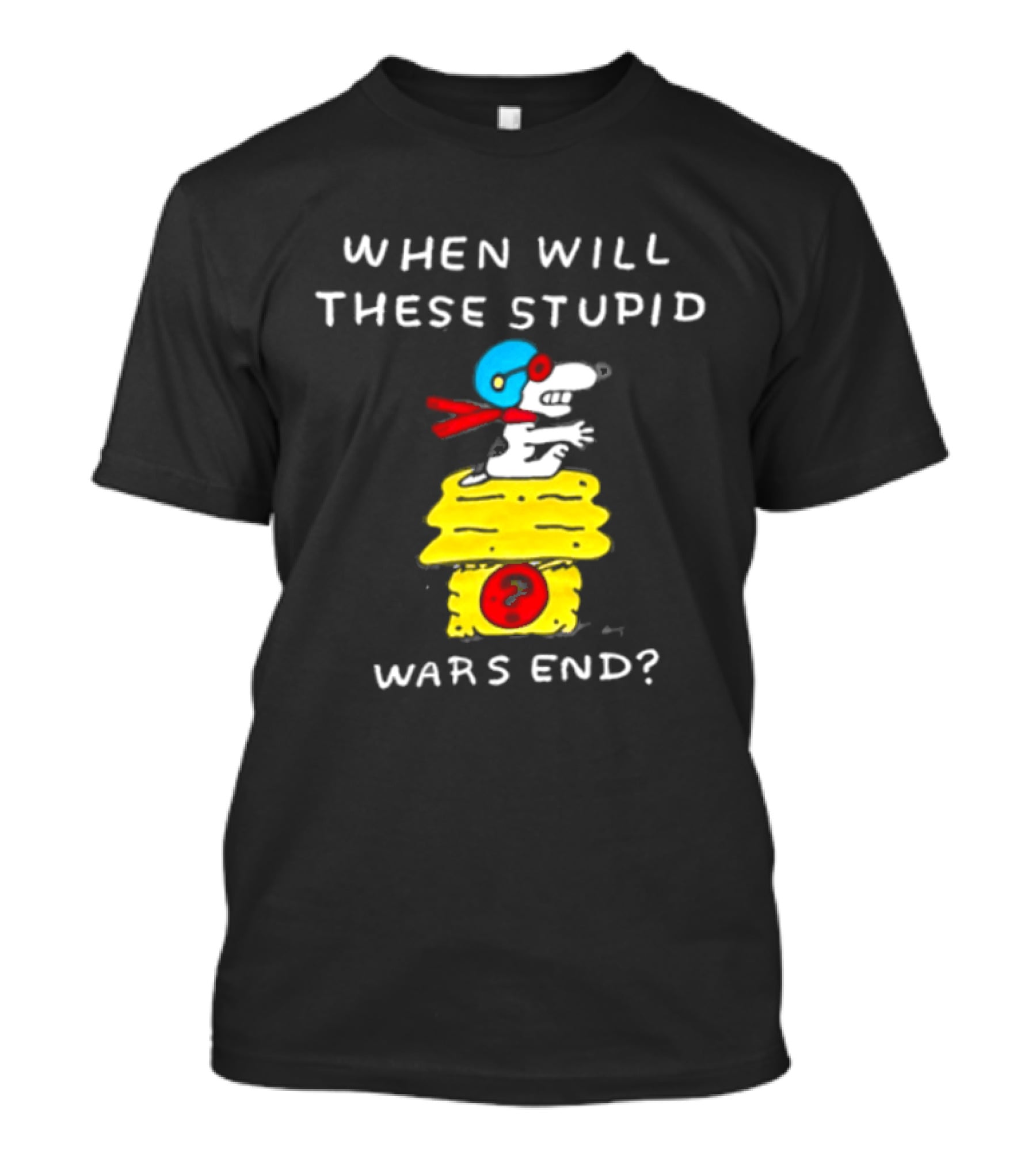 Snoopy When Will These Stupid Wars End Peanuts Woodstock Flying Ace T-Shirt