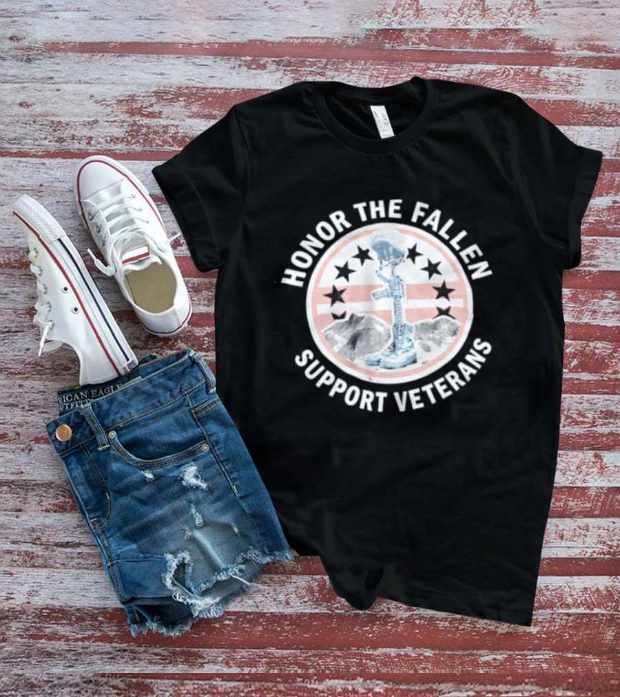 Honor The Fallen Support Veterans Soldier Memorial Stars Patriotic T-Shirt