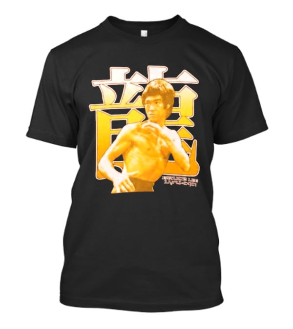 Bruce Lee Iconic Martial Arts Pose Chinese Characters T-Shirt