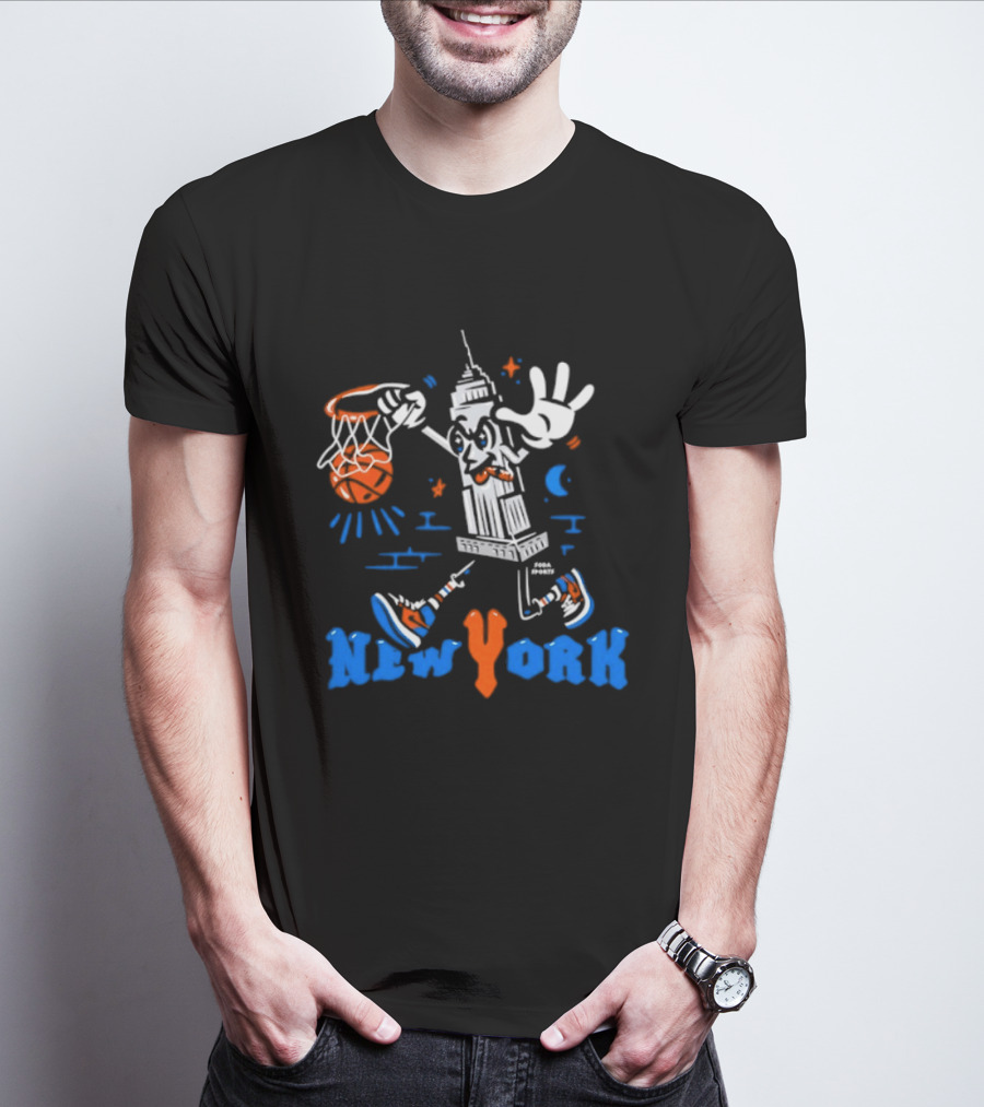 New York Knicks Empire State Building With Basketball And Sneakers T-Shirt