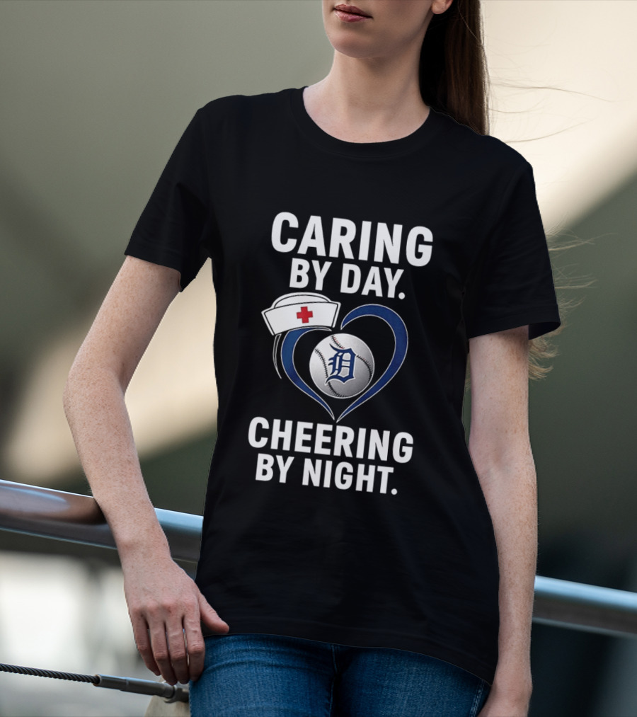Caring By Day Nurse Baseball Fan Cheering By Night T-Shirt