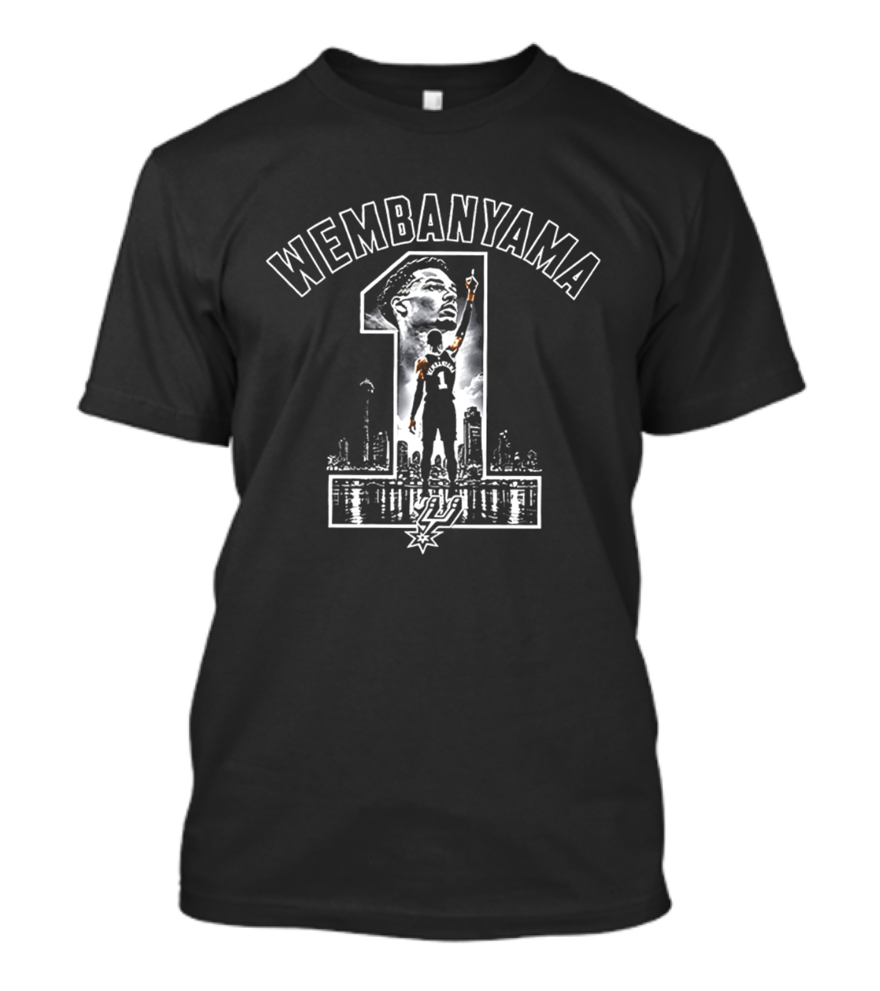 Wembanyama 1 San Antonio Spurs NBA Basketball Skyline T-Shirt