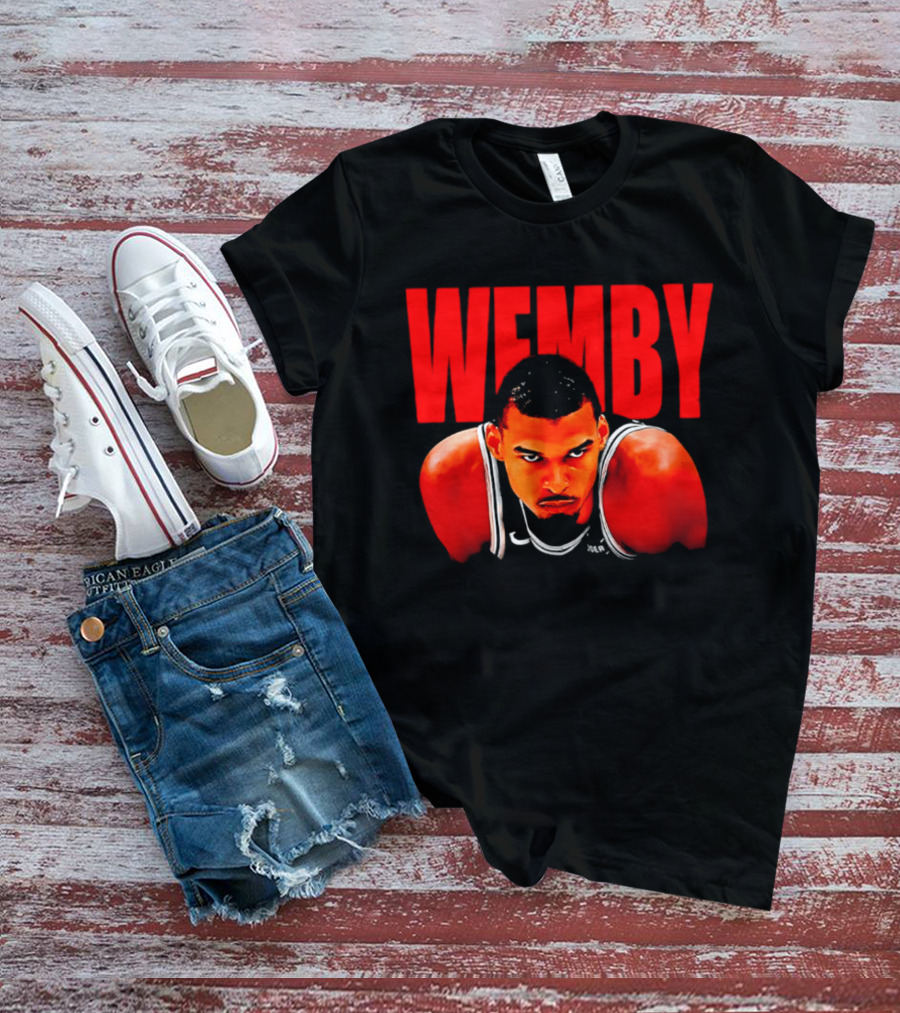 Wemby Victor Wembanyama San Antonio Spurs Bold Red Text Basketball T-Shirt