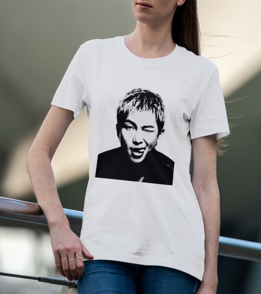 Kim Namjoon BTS K Pop Music Star Halftone Monochrome T-Shirt