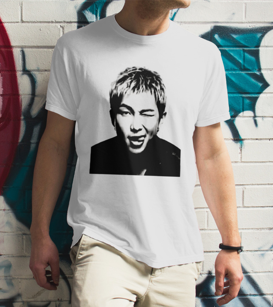 Kim Namjoon BTS K Pop Music Star Halftone Monochrome T-Shirt