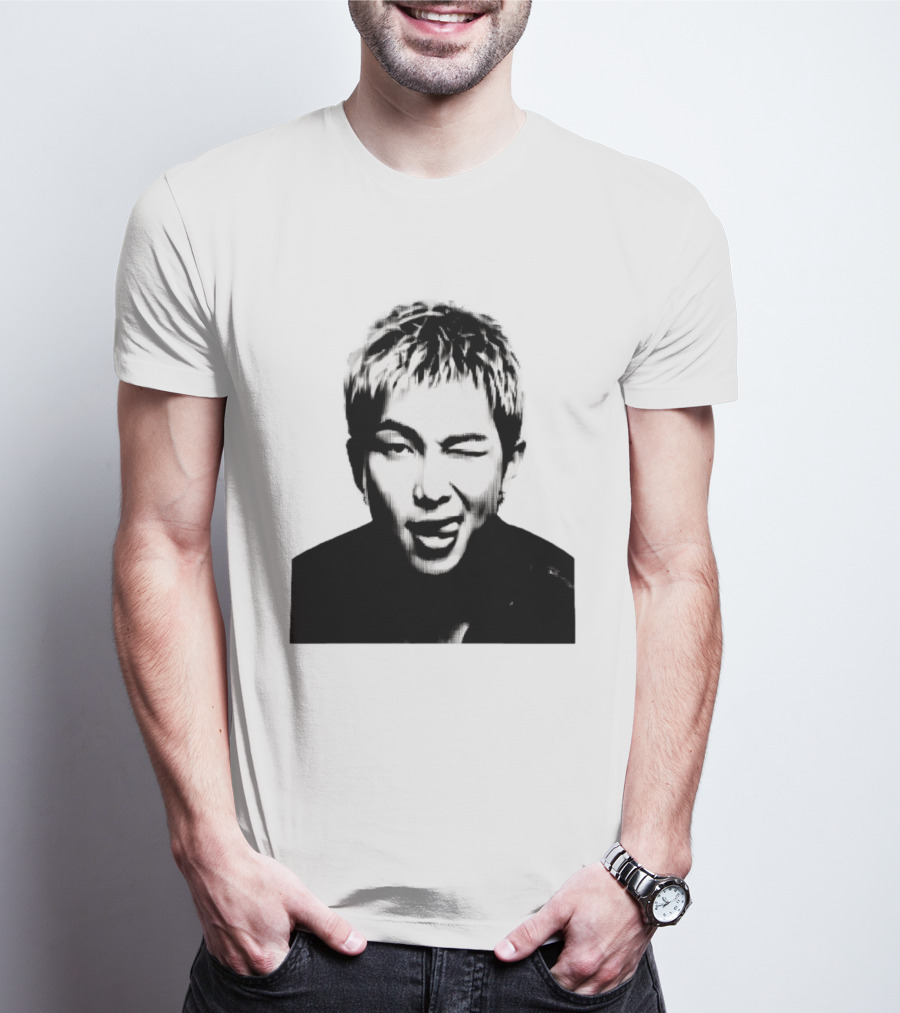 Kim Namjoon BTS K Pop Music Star Halftone Monochrome T-Shirt