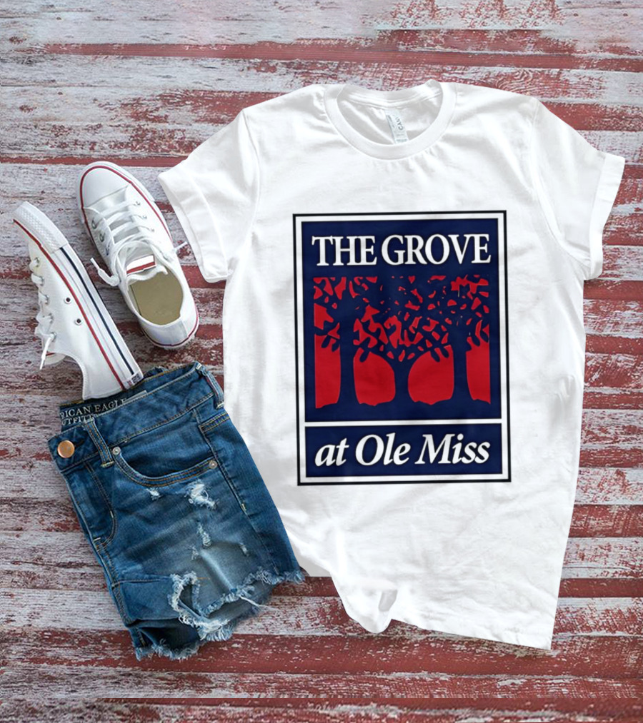 The Grove At Ole Miss Trees Red Blue T-Shirt